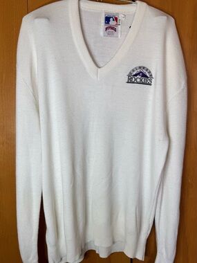 Vintage MLB “Colorado Rockies” Nutmeg Mills V-Neck Sweater Size Large